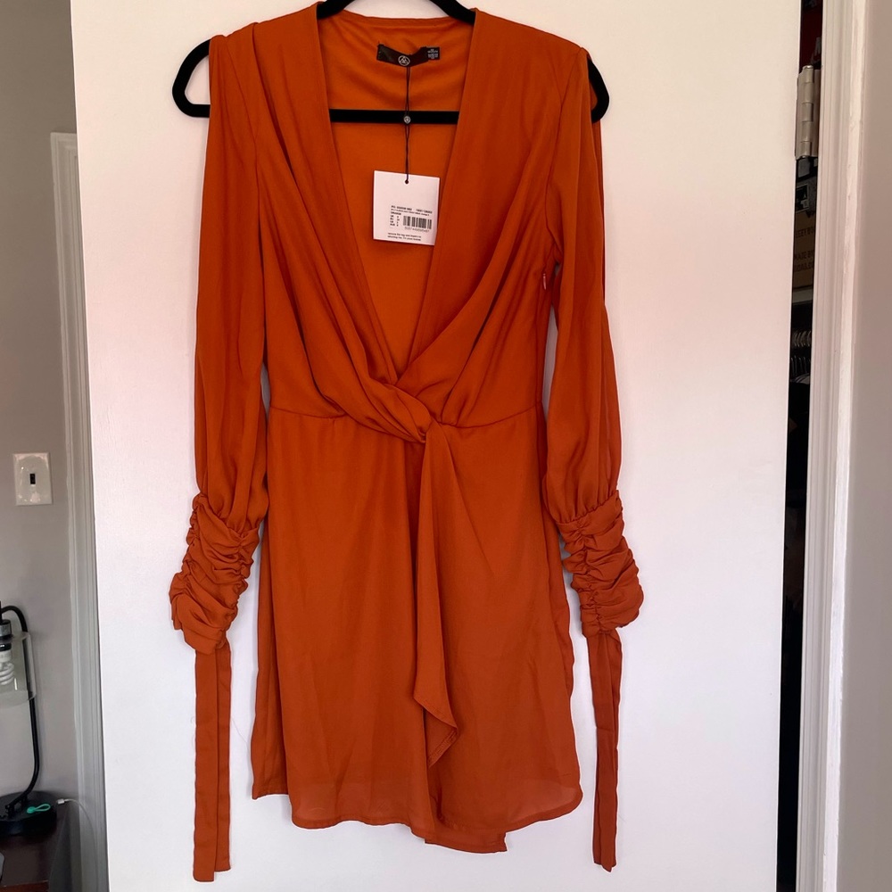 Orange Split Sleeve Missguided Dress